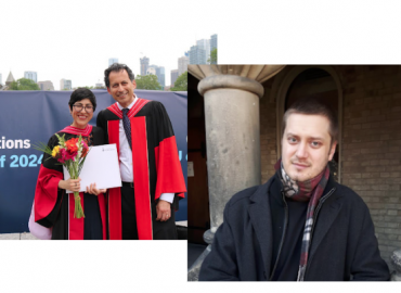 The graduates left to right: Sahar Taghipour with supervisor Arsalan Kahnemuyipour, and on the right, Phd Andrei Munteanu